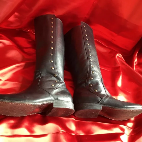 BED STU Black Leather Rivet High Boots - Picture 5 of 11